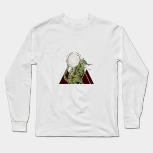 Vintage geometric cat with mountains Long Sleeve T-Shirt